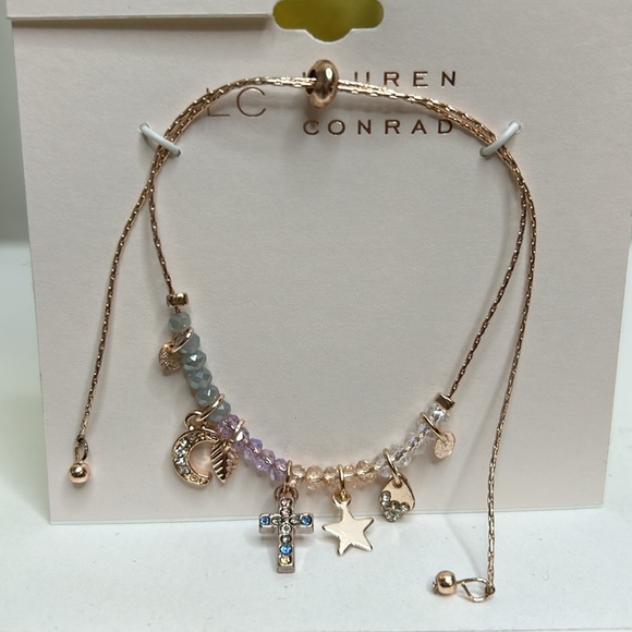 Lauren Conrad Charm Bracelet/Anklet In Rose Gold. Adjustable. New - Picture 5 of 8